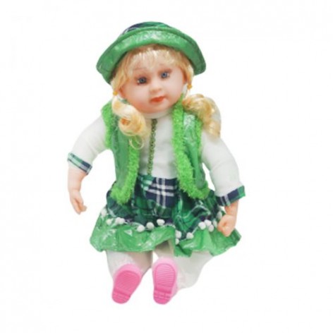 Мягкая кукла в платье и шляпке (зеленый)