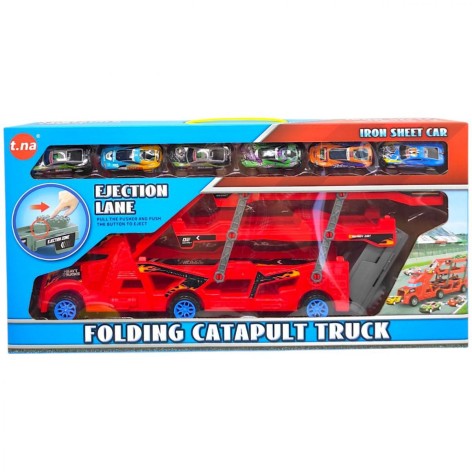 Трейлер-трек з машинками (6 шт) (ЧЕРВОНИЙ)