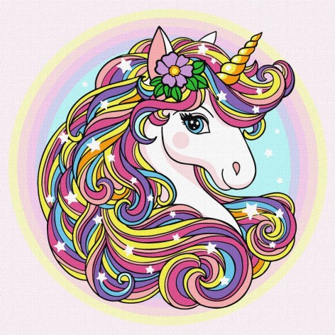 Картина по номерам "Стильная единорожка" 25х25см