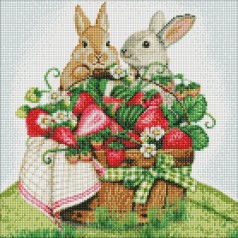 Набір з алмазною мозаїкою "Кролики на пікніку" 40х40см