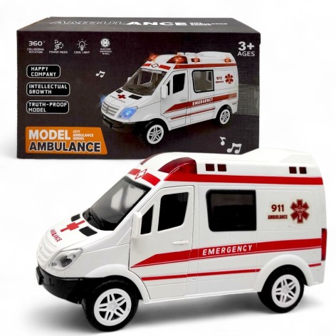 Машина на батарейках "Скорая помощь" свет, звук, в коробке 20,4*11,3*9 см