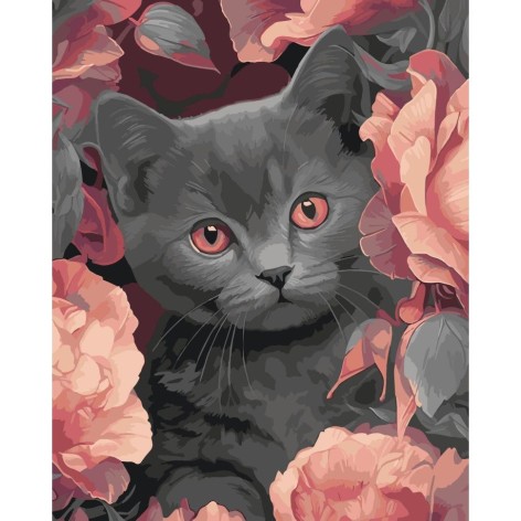 Картина по номерам "Серый котик" 40х50 см