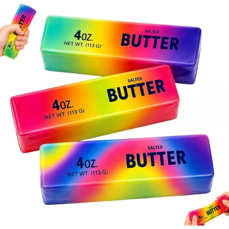 Сквиш-антистресс Масло (butter squishy) радужное 14 см (микс цветов)