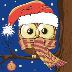 Картина по номерам "Сова на ветке" 20х20 см