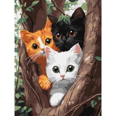 Картина по номерам "Котики на дереве", 30х40 см