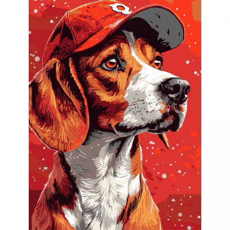 Картина по номерам "Пес в кепке" 30х40 см