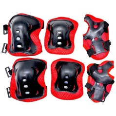 Захисний набір, налокітники, наколінники, запястя, у сітцІ (ЧЕРВОНИЙ)