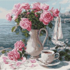 Алмазная мозаика "Утренняя роза" 40x40см