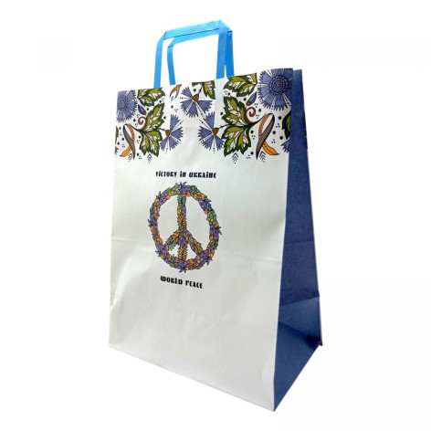 Пакет бумажный с ручками Крафт белый 25х15х34,5