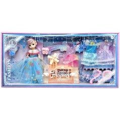 Кукла (высота: 27 см, шарнирные соединения, прошитые волосы, съемная одежда, обувь, 3 дополнительных платья, аксессуары, кроватка с горкой)