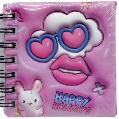 Блокнот 3D на пружине 10Х9,5 см "Кролик" (ТЕМНО-РОЗОВЫЙ)