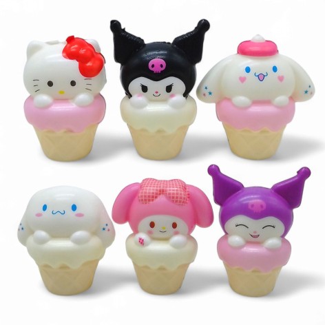 Игрушка-сквиш "Аниме персонажи Sanrio в рожке" (8 см) микс видов