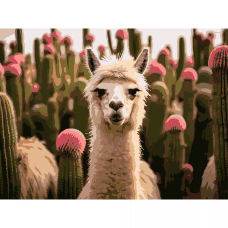 Картина по номерам "Альпака среди цветов" 30х40 см