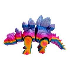 Игрушка подвижная 3D Динозавр 18 см, Стегозавр (Радужный)