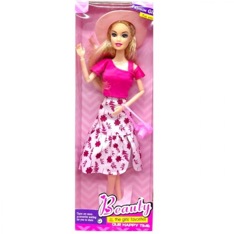 Кукла, типа барби, в стильной одежде (БЕЛАЯ ЮБКА)