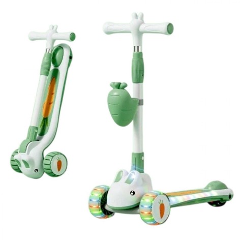 Самокат трехколесный "Skyper" (колеса PU 125х40мм со светом, озвучивание и подсветка платформы, руль складной, корзина)