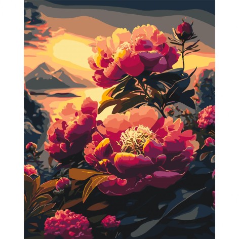 Картина по номерам "Пионы на закате" 40x50 см