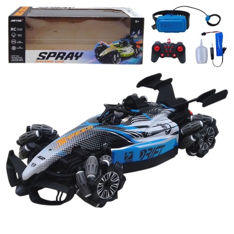 Машинка на радиоуправлении "Гоночный болид" пульт, браслет, с дымом (паром), синяя