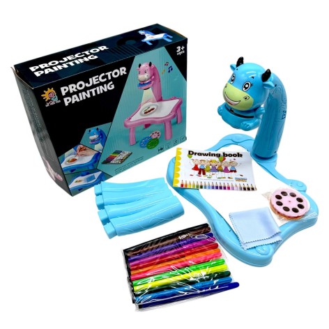 Столик с проектором RFY 222-1 (48/2) 2 цвета, на батарейках, музыка, 3 диска, фломастеры, в коробке