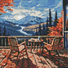 Алмазная мозаика "Завтрак в горах" 40х40 см