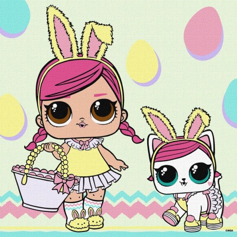 Набор для росписи по номерам для детей "L.O.L. Surprise! Spring Bling HOPS and KITTEA" 30х30см