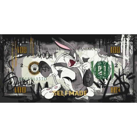 КАРТИНА ПО НОМЕРАМ С КРАСКАМИ МЕТАЛЛИК "БАКС БАННИ" 40Х80 СМ