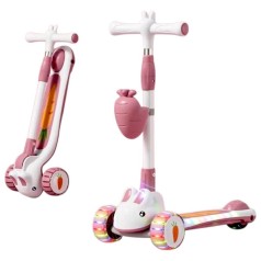 Самокат трехколесный "Skyper" (колеса PU 125х40мм со светом, озвучивание и подсветка платформы, руль складной, корзина)