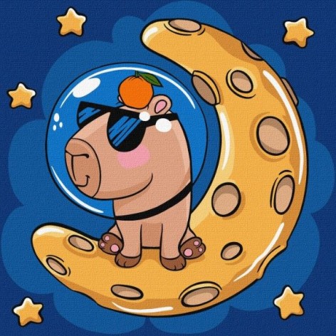 Картина по номерам "Капибара на луне" 30x30см