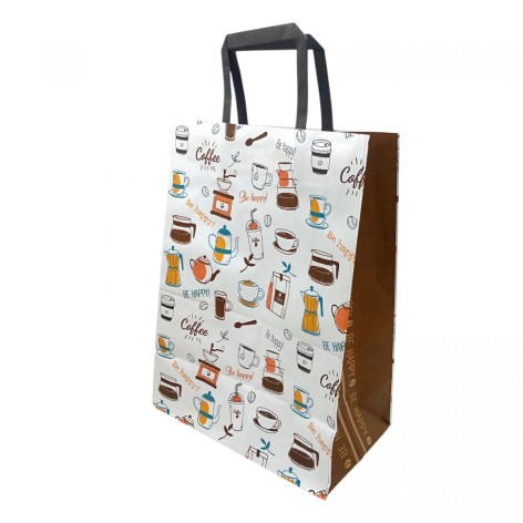 Пакет бумажный с ручками Крафт белый 25х15х34,5см.