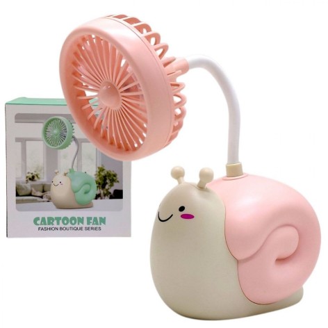 Вентилятор "Улитка", встроенный аккумулятор, USB кабель, в коробке (Розовый)