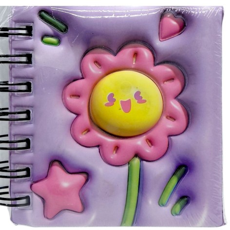 Блокнот 3D на пружине 10Х9,5 см "Цветы" (СИРЕНЕВЫЙ)