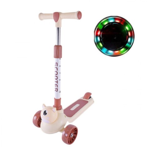 Самокат дитячий 3-х колісний, складний у пакеті (БЕЖЕВИЙ)