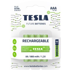 Батарейки акумуляторні TESLA AAA GREEN + RECHARGEABLE (HR03), 4 штуки
