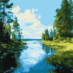 Картина по номерам "Тень и блеск воды" 40х40см