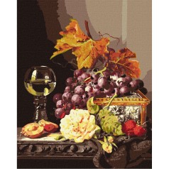Картина по номерам "Натюрморт с фруктами и розой" ★★★★★