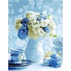 Картина по номерам "Бело-голубой букет" 40х50 см