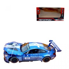 Машина мет. 1:24 "BMW M6 GT3", синий цвет, батар., мир., звук, откр.дверь, капот, багажник