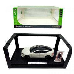 машина мет 1:24 TESLA с зарядной станцией (БЕЛАЯ)