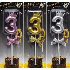 Свічка-цифра "3" з короною (мікс)