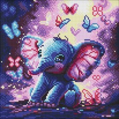 Алмазная мозаика - "Беззаботный слоник" ©art_selena_ua, 30х30см