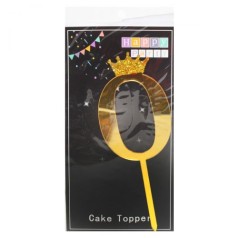 Цифра-аксессуар в короне "Happy Party 0", золото
