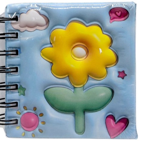 Блокнот 3D на пружине 10Х9,5 см "Цветы" (ГОЛУБОЙ)