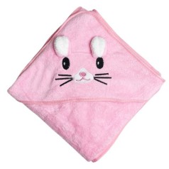 Дитячий рушник з капюшоном, розмір 80*80 см (РОЖЕВИЙ)
