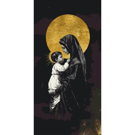 КАРТИНА ПО НОМЕРАМ "МАРИЯ И ИИСУС" 40Х80 СМ