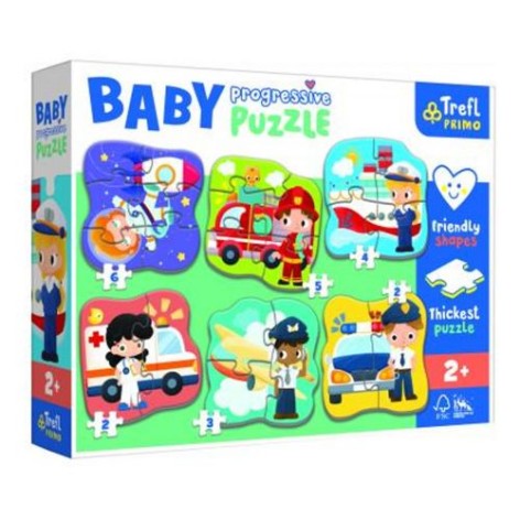 Пазлы 6в1 "Baby progressive: Профессии и транспорт", 22 элем.