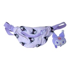 Сумочка-бананка з мякоб іграшкою-піном аніме Sanrio Kuromi бузкова