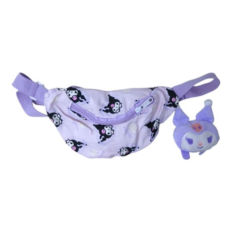 Сумочка-бананка з мякоб іграшкою-піном аніме Sanrio Kuromi бузкова