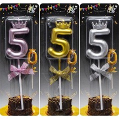 Свічка-цифра "5" з короною (мікс)