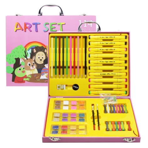 Набор для рисования "Art Set", 114 элементов (розовый)
