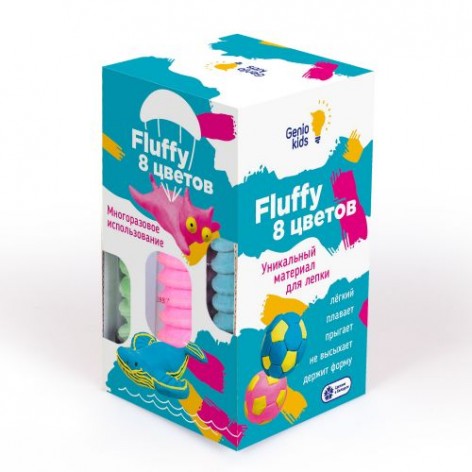 Воздушный пластилин для детской лепки "Fluffy", 8 цветов